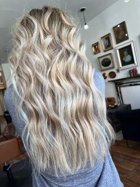 Long blonde waves by Craft Collective Salon Group