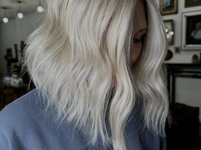 Platinum blonde lob by Craft Collective Salon Group